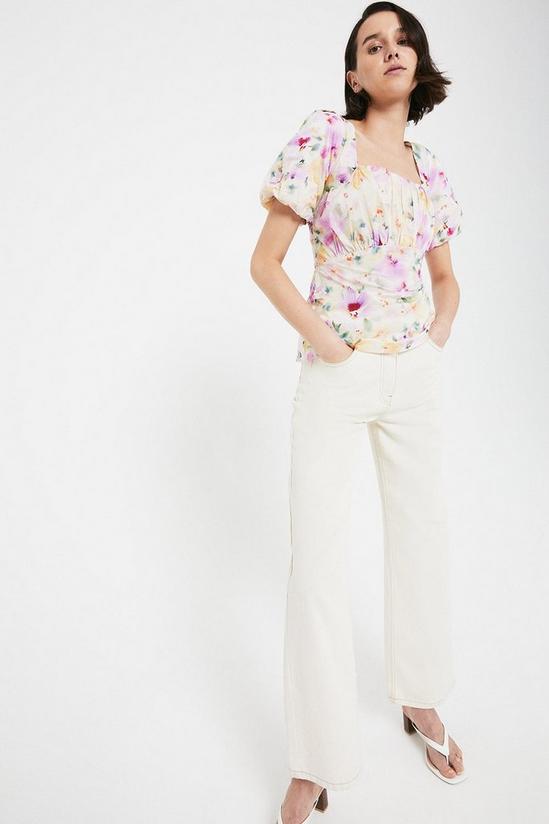 Warehouse Top With Gathered Sleeve In Bright Floral 4