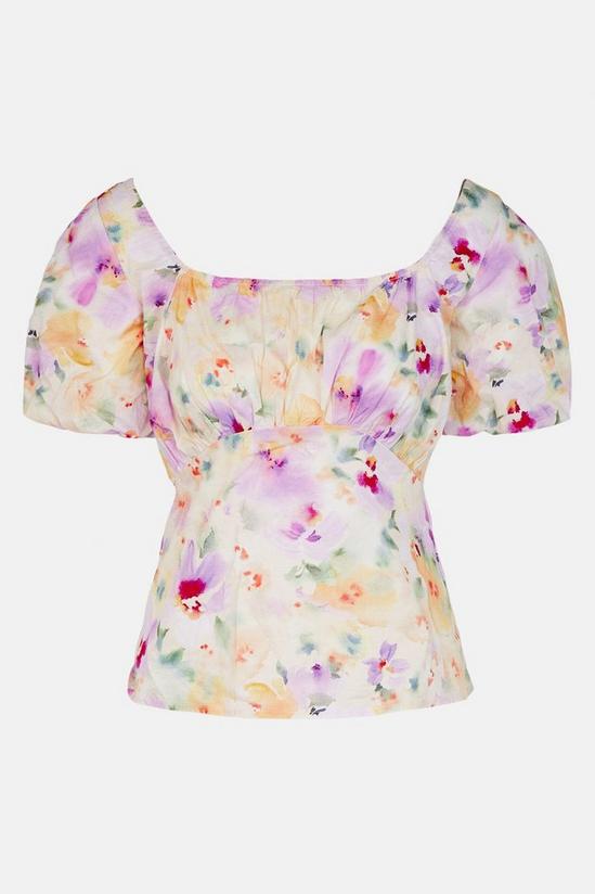 Warehouse Top With Gathered Sleeve In Bright Floral 5