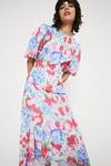 Warehouse Midi Dress With Dip Hem In Floral thumbnail 1