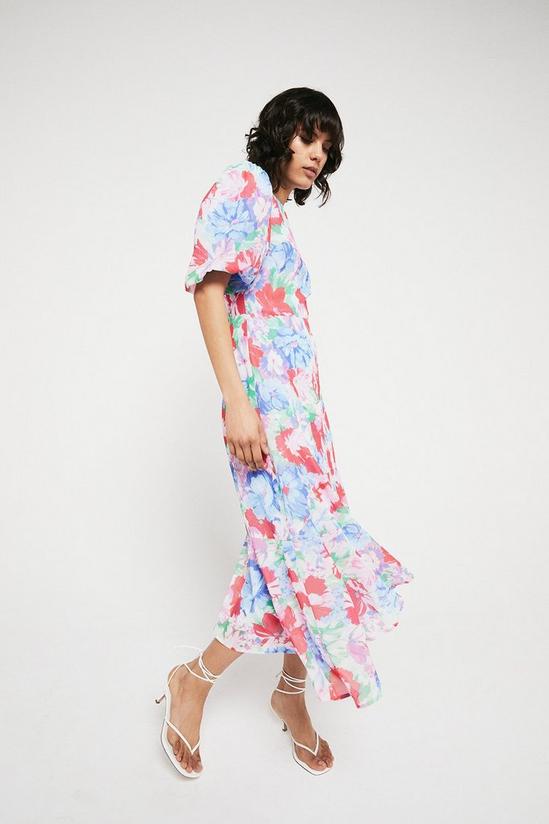 Warehouse Midi Dress With Dip Hem In Floral 2