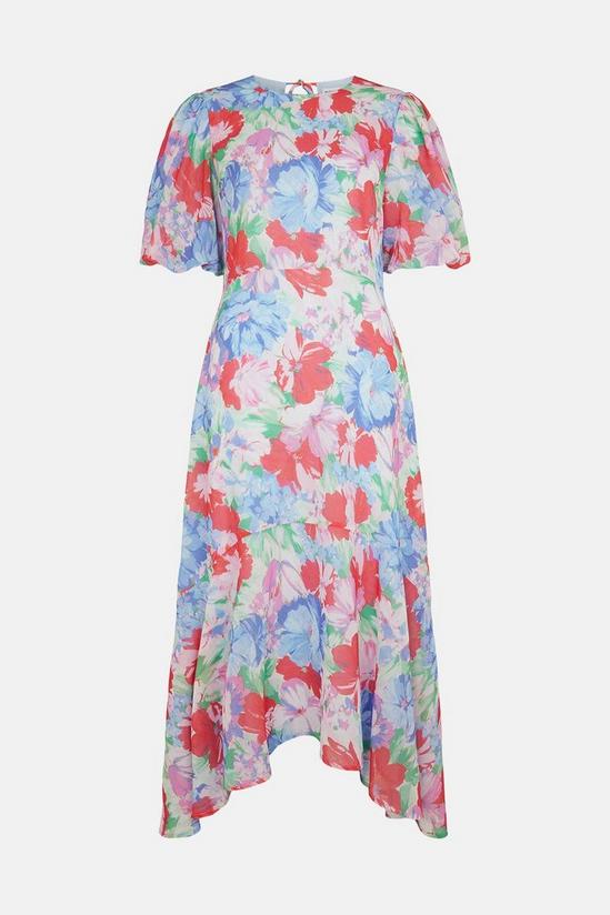Warehouse Midi Dress With Dip Hem In Floral 5