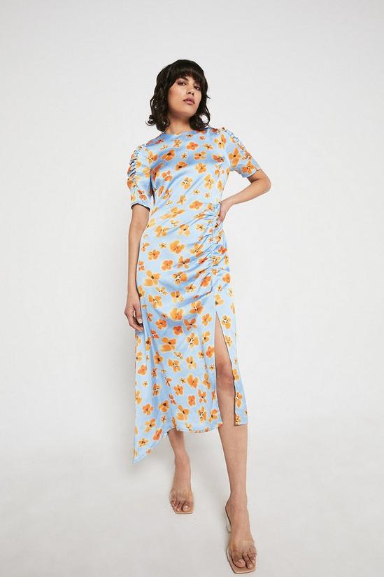 Warehouse Midi Dress In Satin Floral Print 1