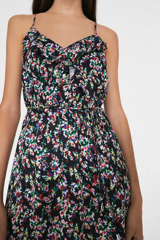 Warehouse Cami Wrap Dress With Frill Front In Print 2
