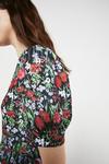 Warehouse Jersey Crepe Printed Shirred Shoulder Midi Dress thumbnail 4