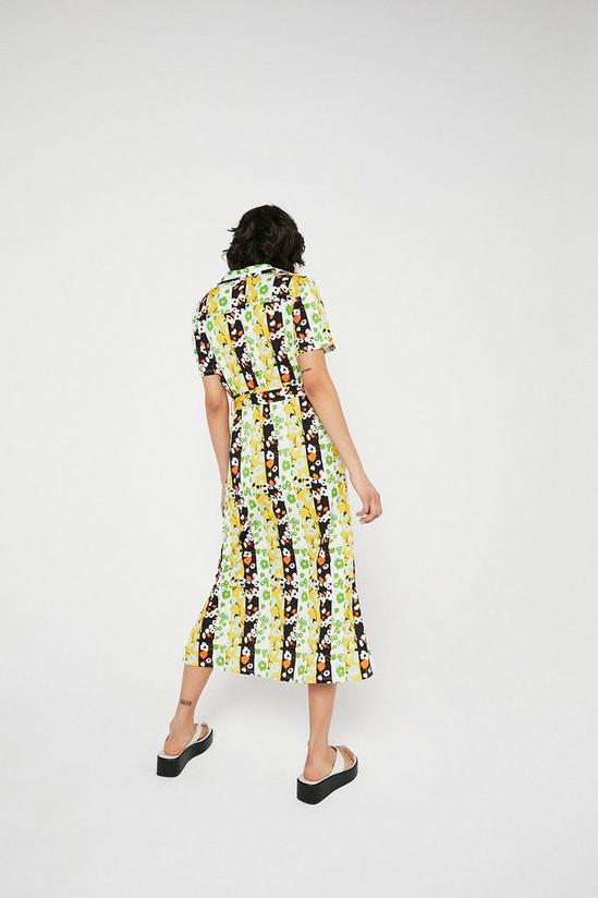 Warehouse Printed Floral Stripe Collared Shirt Dress 3