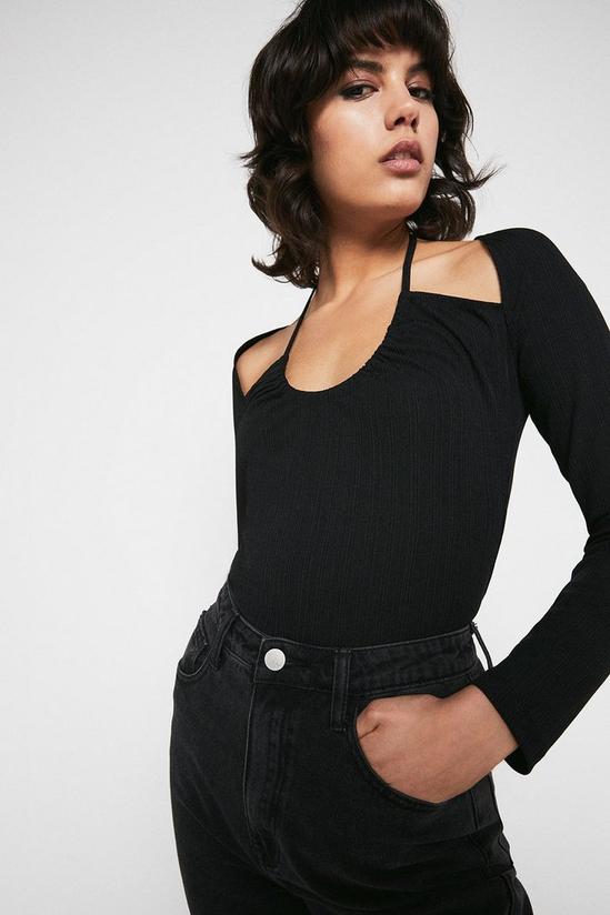 Warehouse Strappy Tie Neck Long Sleeve Top 4