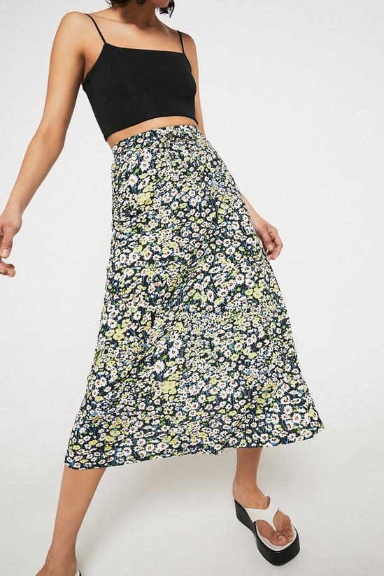 Warehouse Jersey Crepe Printed Elastic Waist Midi Skirt 1