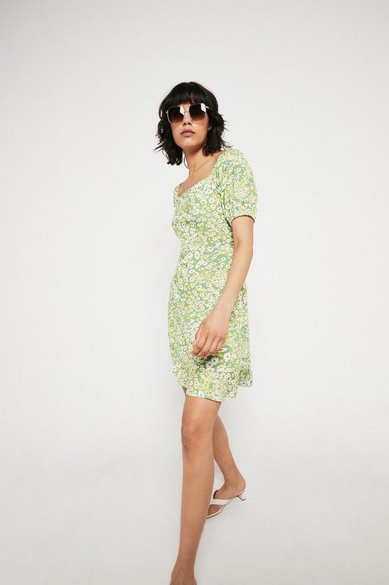 Warehouse Jersey Crepe Printed Square Neck Puff Sleeve Dress 1