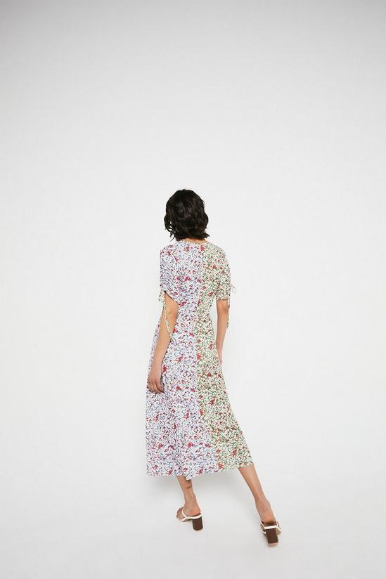 Warehouse Jersey Crepe Mixed Print Ruched Sleeve Midi Dress 3