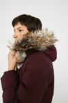 Warehouse Belted Zip Front Fur Hooded Midi Padded Coat thumbnail 2