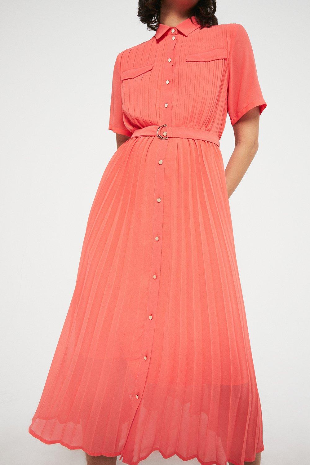 Warehouse pleated sales midi shirt dress