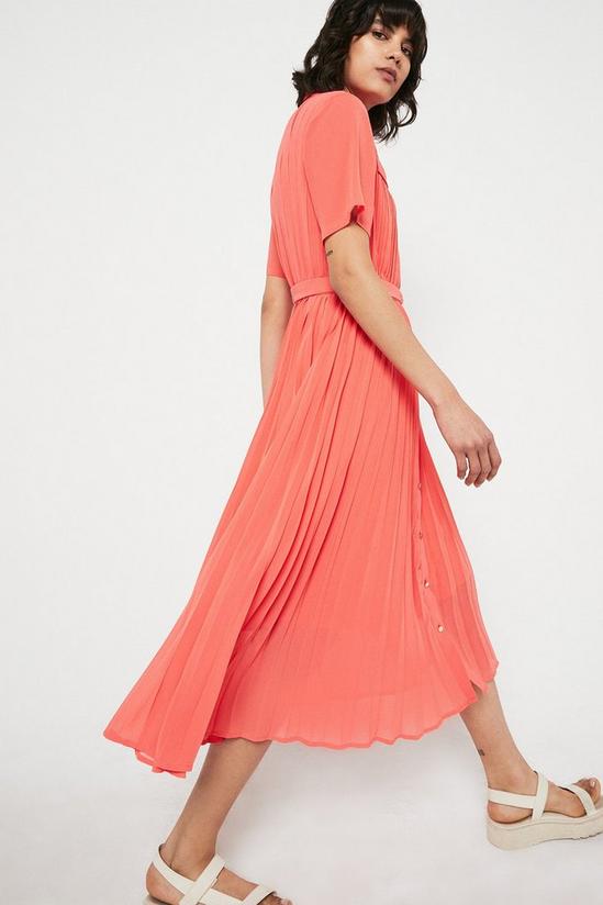 Warehouse Pleated Midi Shirt Dress With Short Sleeve 4
