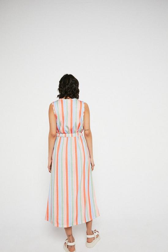 Warehouse Printed Stripe Tie Waist Midi Dress 3