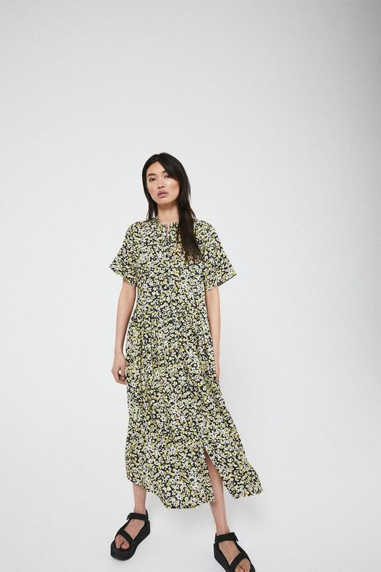 Warehouse Smock Shirt Dress In Floral 1