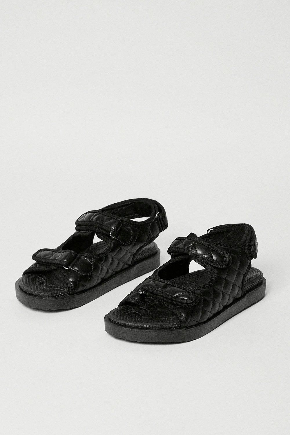 Black quilted grandad discount sandals