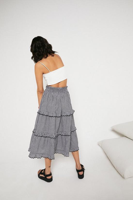 Warehouse Gingham Scallop Frill Tiered Midi Skirt 3