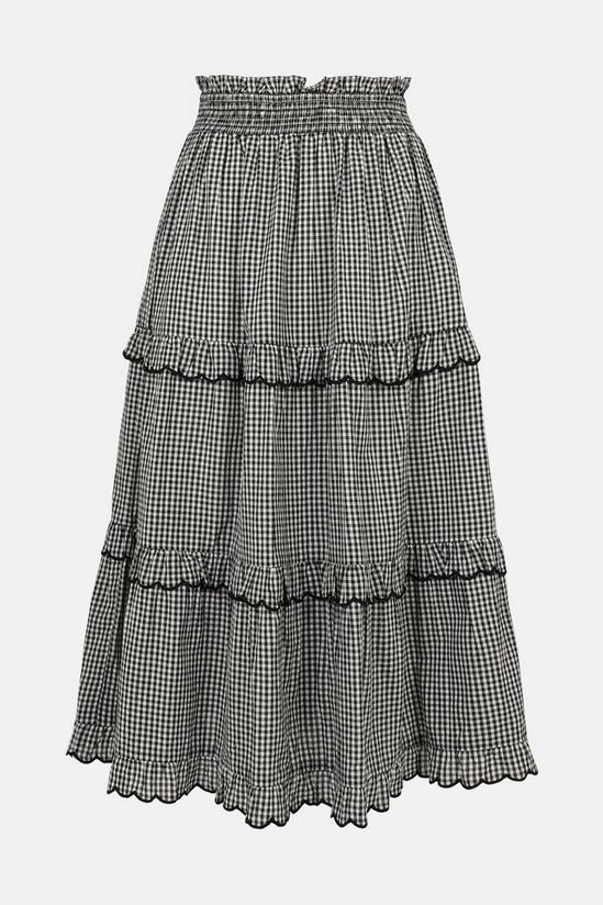 Warehouse Gingham Scallop Frill Tiered Midi Skirt 5