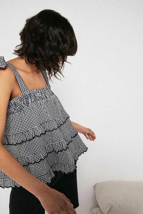 Warehouse Gingham Scallop Frill Tiered Cami Top 1