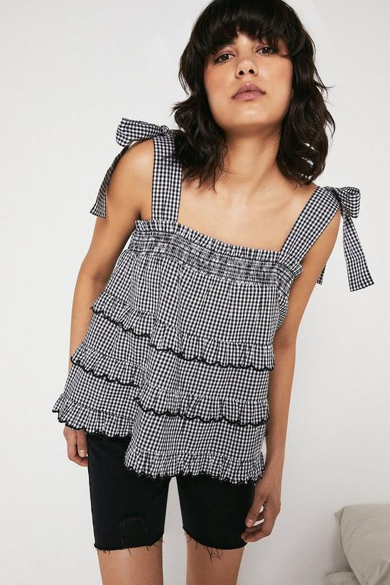 Warehouse Gingham Scallop Frill Tiered Cami Top 4