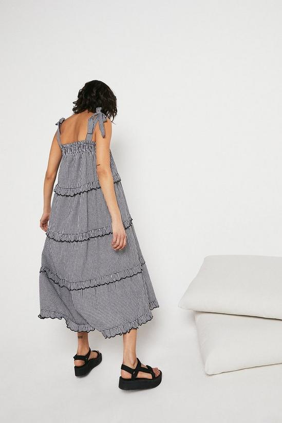 Warehouse Gingham Scallop Frill Tiered Midi Dress 3