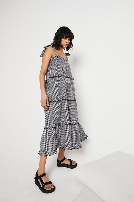 Warehouse Gingham Scallop Frill Tiered Midi Dress 4