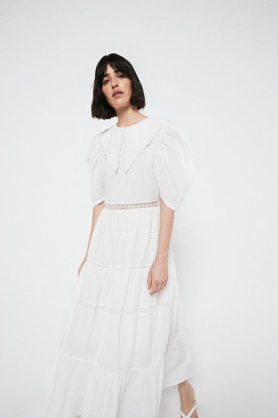 Warehouse Midi Dress With Broderie Collar 1