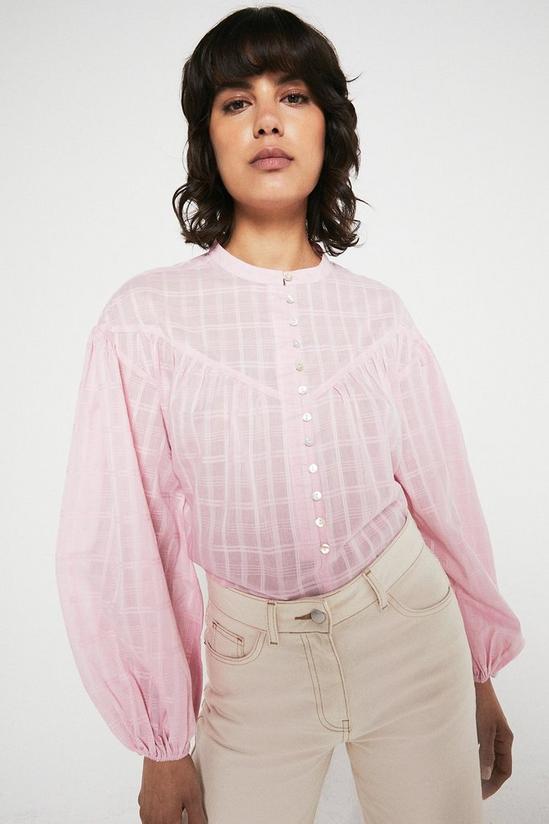Warehouse Textured Check Button Front Yoke Detail Top 1