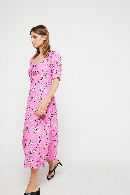 Warehouse Midi Dress With Tie Front In Floral 1