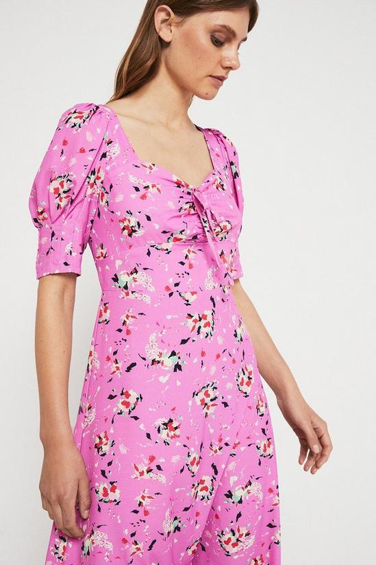 Warehouse Midi Dress With Tie Front In Floral 2