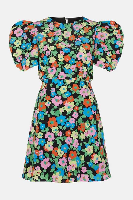 Warehouse Mini Dress With Cutout Back In Retro Floral 5