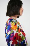 Warehouse Pleat Neck Top In Print With Short Sleeve thumbnail 2