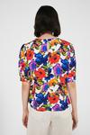 Warehouse Pleat Neck Top In Print With Short Sleeve thumbnail 3