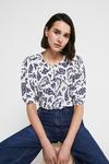 Warehouse Pleat Neck Top In Print With Short Sleeve thumbnail 1