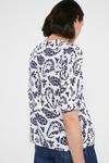 Warehouse Pleat Neck Top In Print With Short Sleeve thumbnail 3