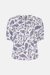 Warehouse Pleat Neck Top In Print With Short Sleeve thumbnail 5