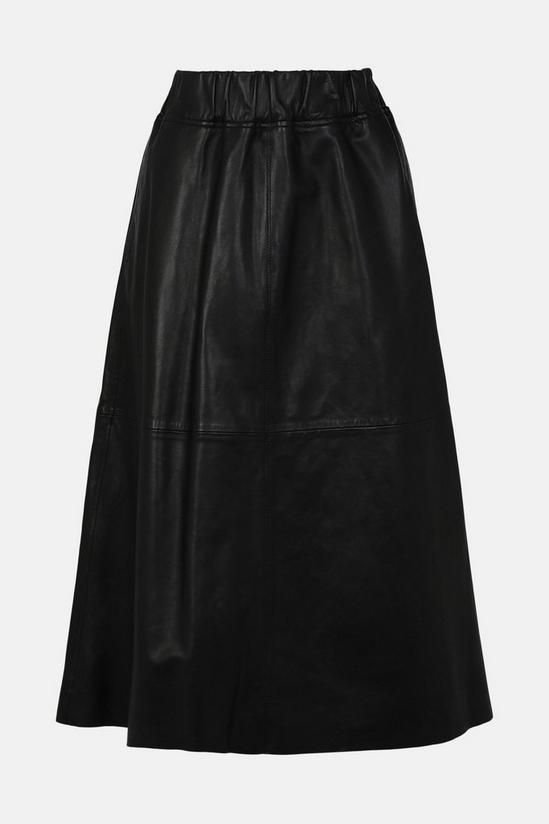 Warehouse Real Leather Elasticated Waist Midi Skirt 5