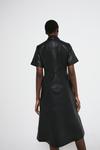 Warehouse Real Leather A Line Midi Shirt Dress thumbnail 3