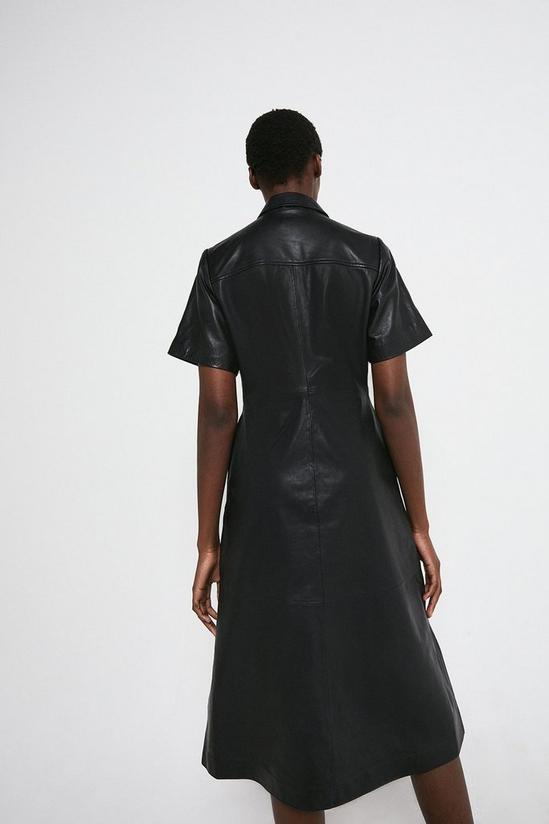 Warehouse Real Leather A Line Midi Shirt Dress 3