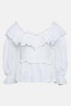 Warehouse Embroidered Cotton Ruffle Front Top thumbnail 5
