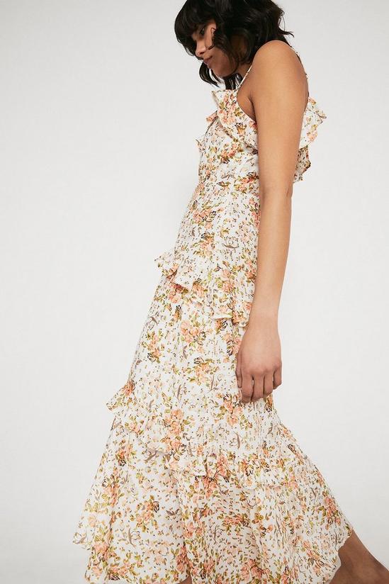 Warehouse Cami Maxi Dress With Ruffle In Foil Floral 1