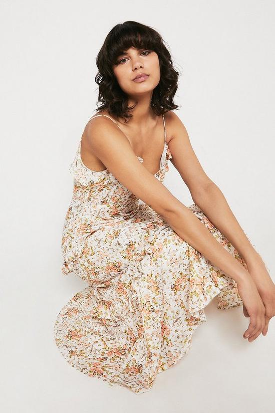 Warehouse Cami Maxi Dress With Ruffle In Foil Floral 2