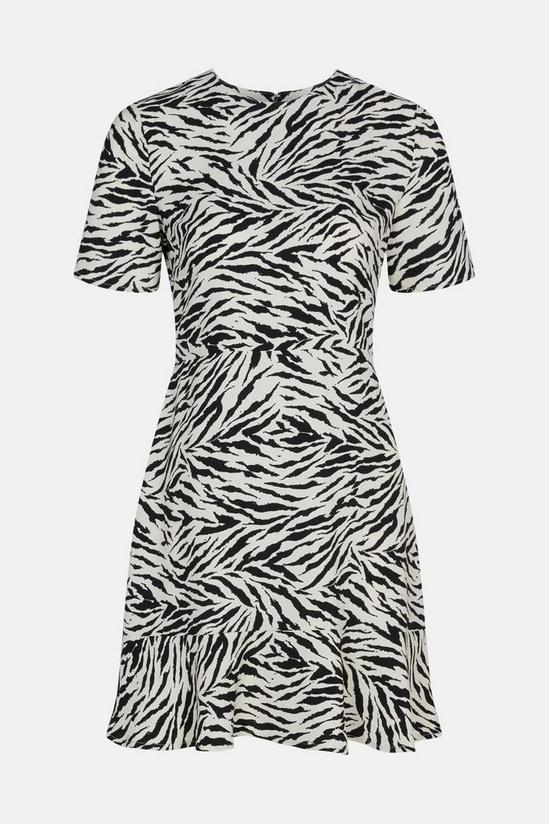 Warehouse Zebra Print Peplum Hem Crepe Dress 5