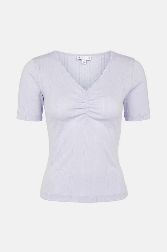 Warehouse Pointelle Ruched V Neck Top 5