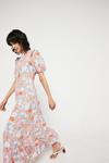 Warehouse Midi Dress With Frill Hem In Pink Floral thumbnail 1