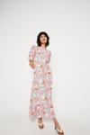 Warehouse Midi Dress With Frill Hem In Pink Floral thumbnail 2