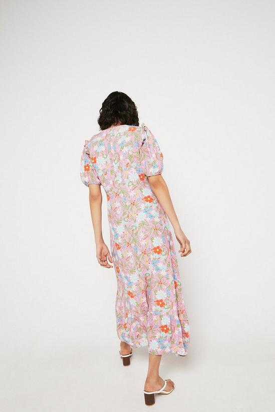Warehouse Midi Dress With Frill Hem In Pink Floral 3