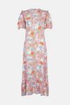 Warehouse Midi Dress With Frill Hem In Pink Floral thumbnail 5