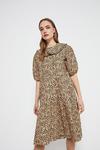 Warehouse Smock Dress In Leopard With Collar thumbnail 1