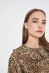 Warehouse Smock Dress In Leopard With Collar thumbnail 2