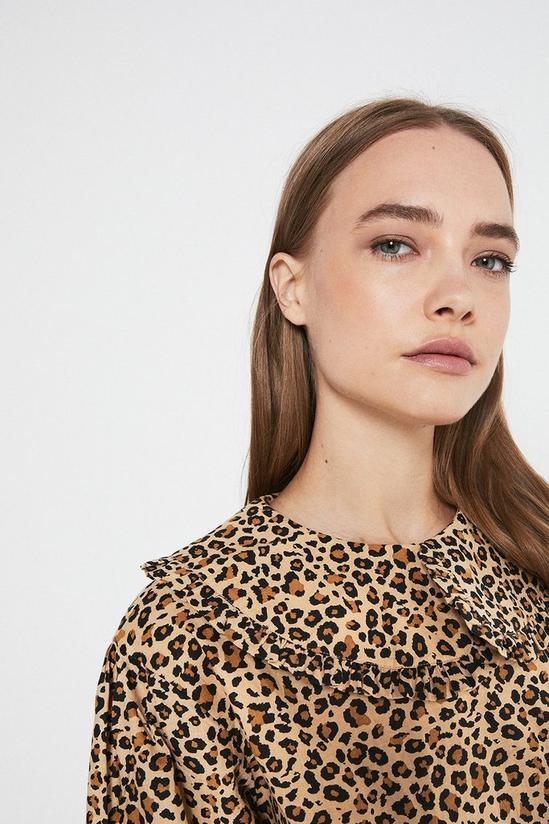 Warehouse Smock Dress In Leopard With Collar 2
